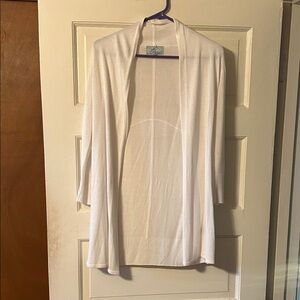 Joan Vass Ivory Open-Front Cardigan